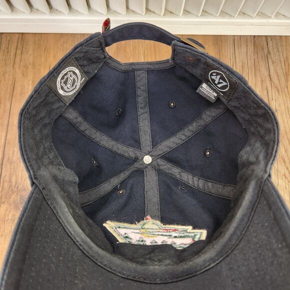 Minnesota Wild Hat '47 Brand Strapback Dad Cap Black NHL Hockey Distressed Sport - Picture 9 of 11